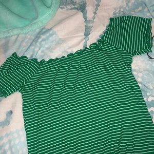 Off the shoulder green top